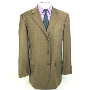 42L Roberto Villini Italy Mens 3 Bttn Blazer Suit Jacket Brown Tan W/P Exc!